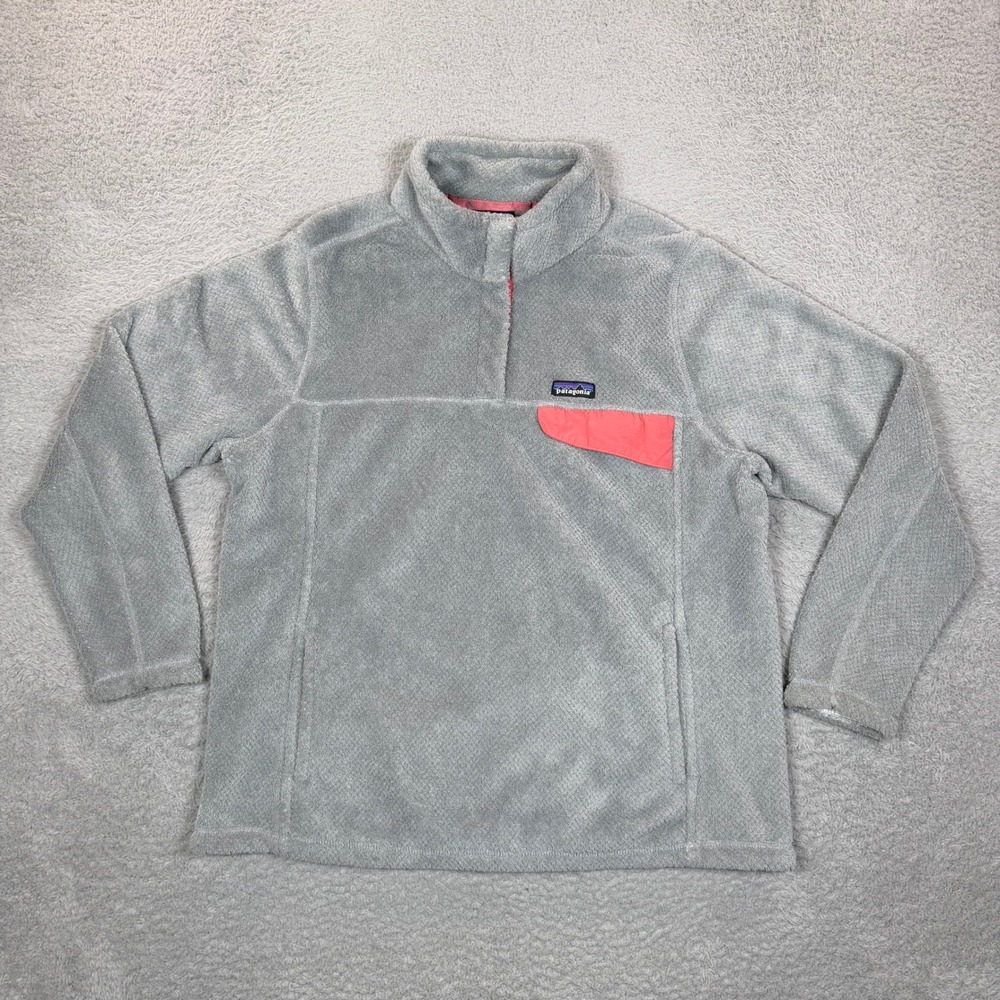 Patagonia Womens Re-Tool Snap-T Polartec Fleece Pullover Grey Pink XL